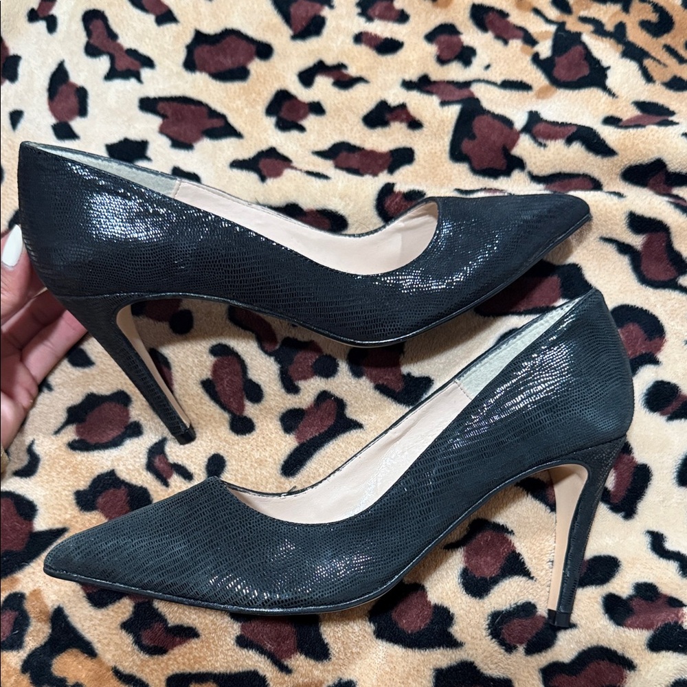 Elodie Shimmering Black Heels